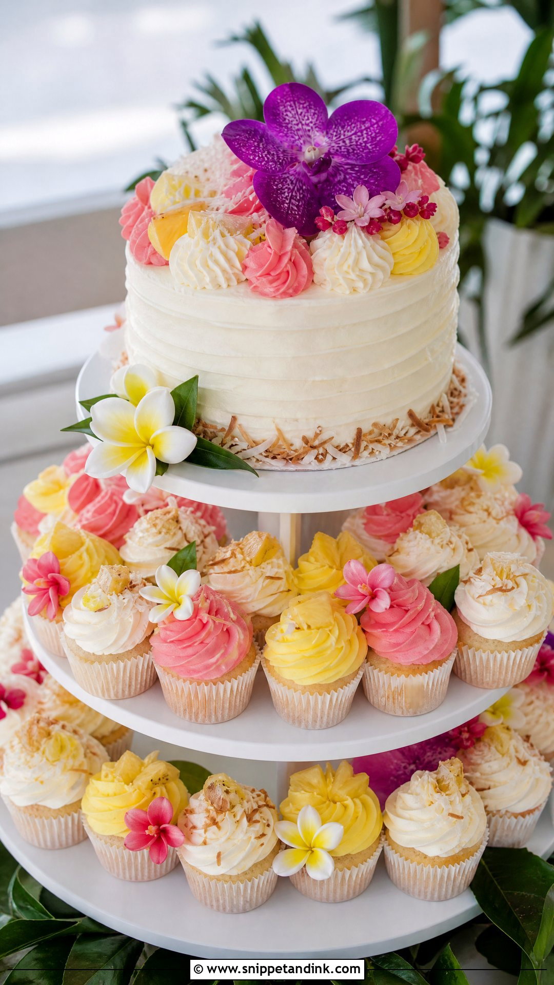 Hawaiian Cupcake Wedding Cake - Snippet and Ink - 25 Hawaiian Theme Cakes for Wedding