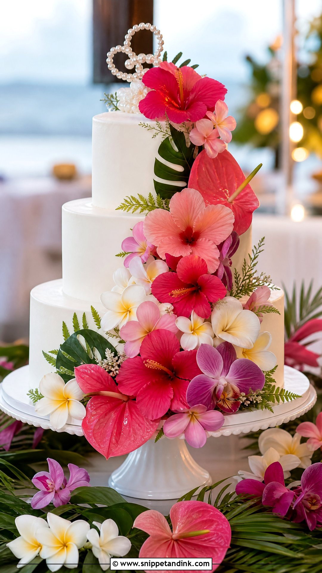Hawaiian Floral Wedding Cake - Snippet and Ink - 25 Hawaiian Theme Cakes for Wedding