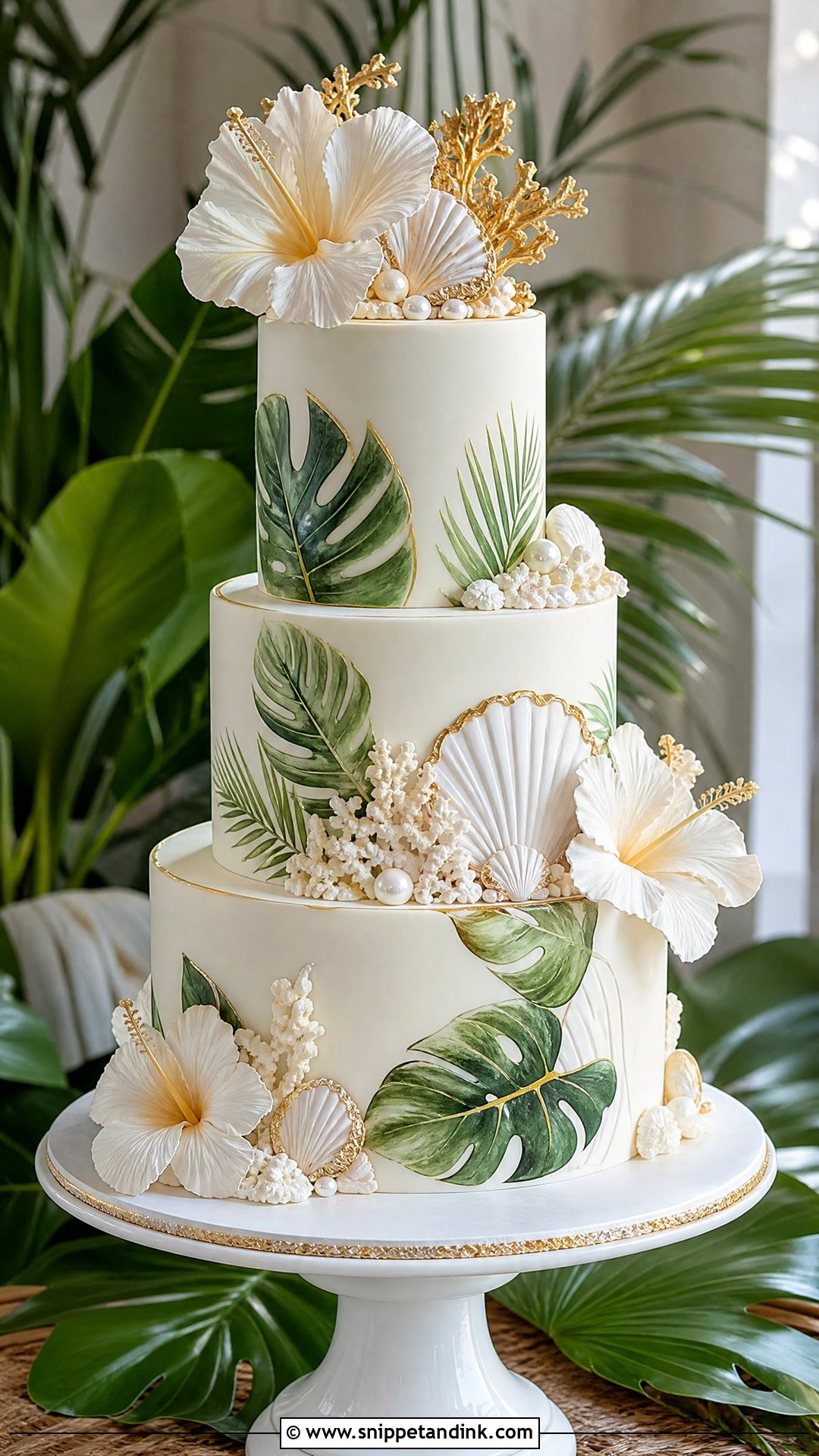 Hawaiian Fondant Wedding Cake - Snippet and Ink - 25 Hawaiian Theme Cakes for Wedding