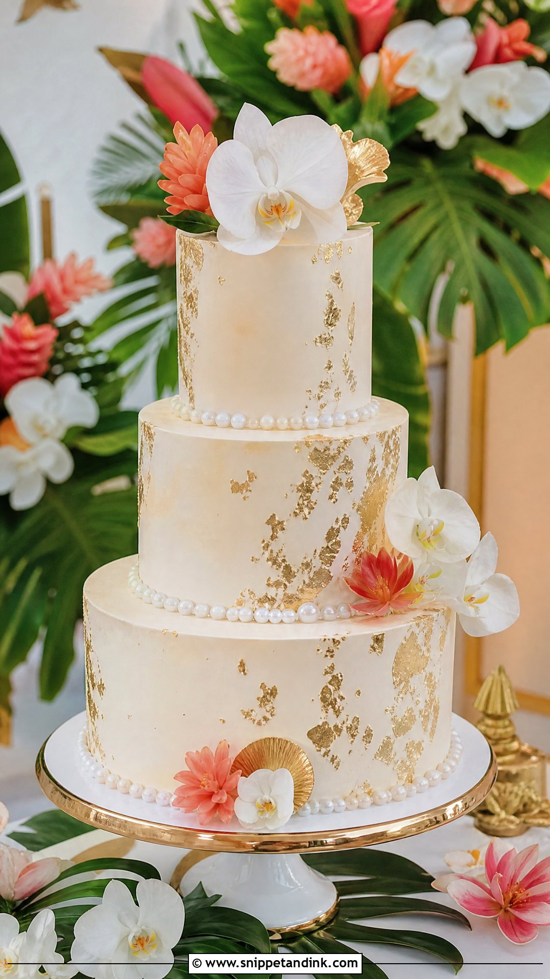 Hawaiian Gold Wedding Cake - Snippet and Ink - 25 Hawaiian Theme Cakes for Wedding