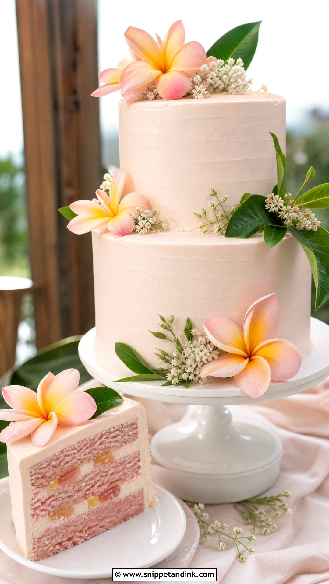 Hawaiian Guava Wedding Cake - Snippet and Ink - 25 Hawaiian Theme Cakes for Wedding