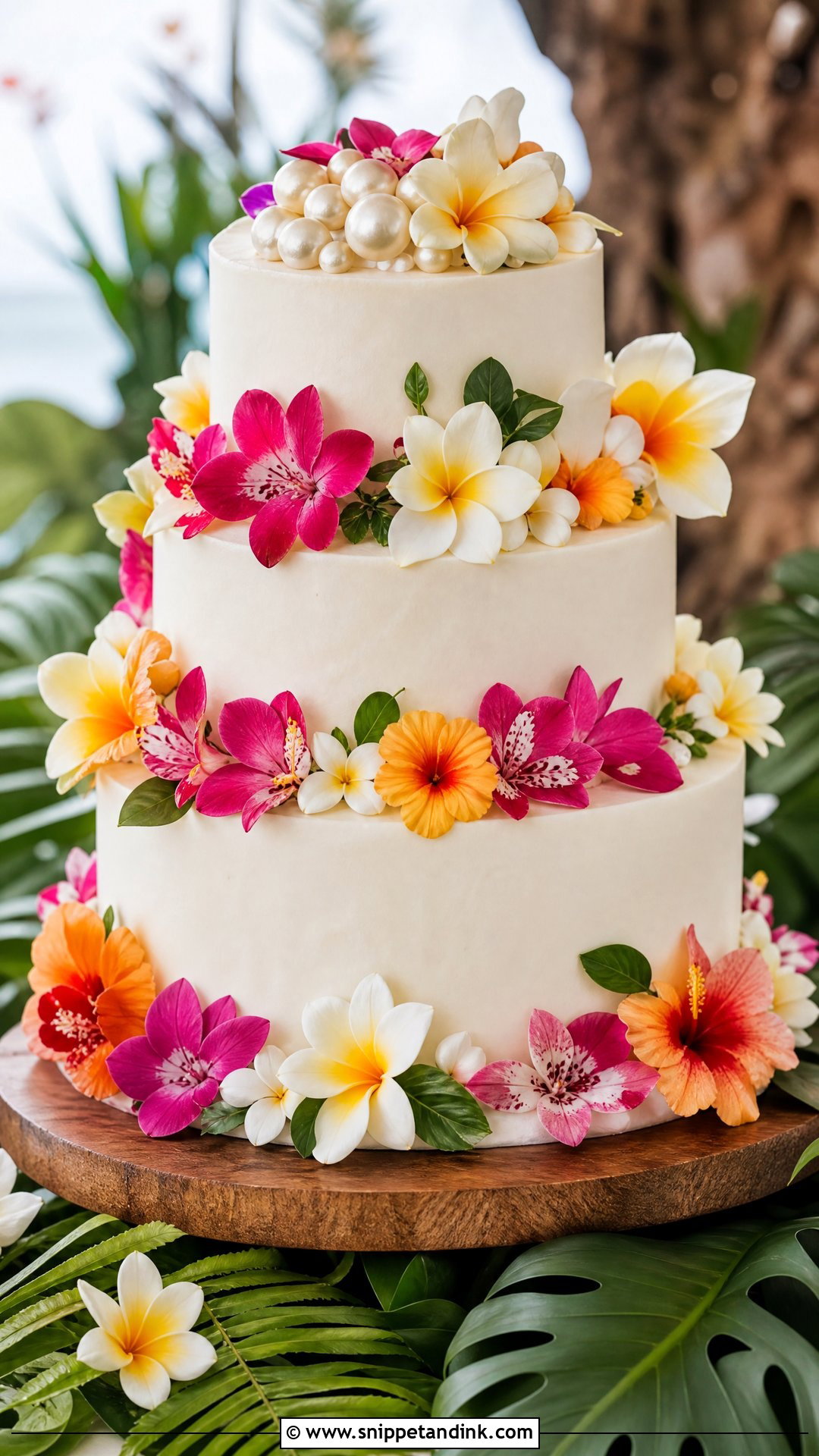 Hawaiian Lei Wedding Cake - Snippet and Ink - 25 Hawaiian Theme Cakes for Wedding