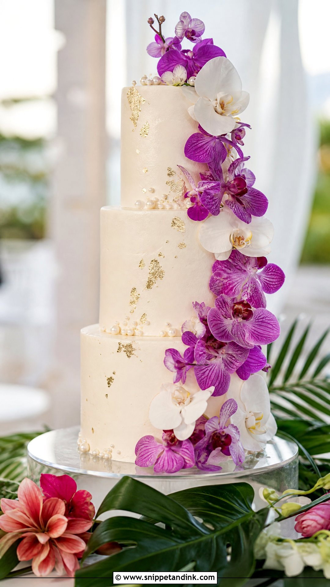 Hawaiian Orchid Wedding Cake - Snippet and Ink - 25 Hawaiian Theme Cakes for Wedding