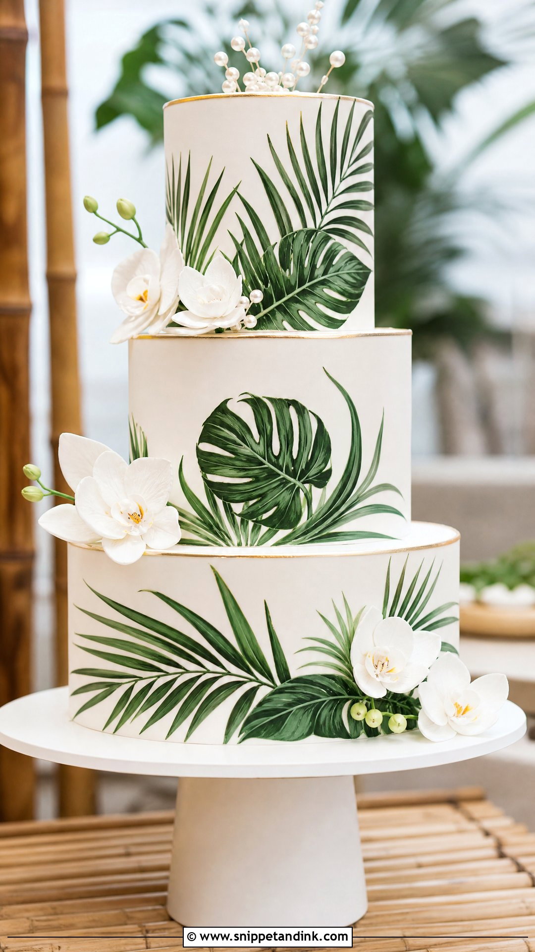 Hawaiian Palm Leaf Wedding Cake - Snippet and Ink - 25 Hawaiian Theme Cakes for Wedding