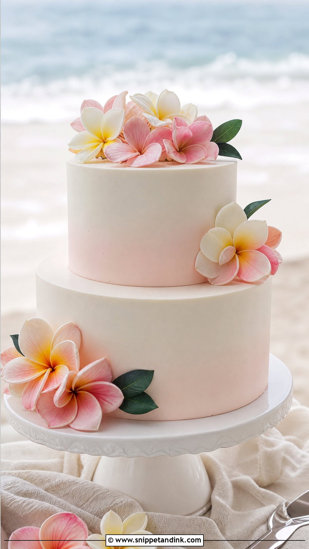 Hawaiian Plumeria Wedding Cake - Snippet and Ink - 25 Hawaiian Theme Cakes for Wedding