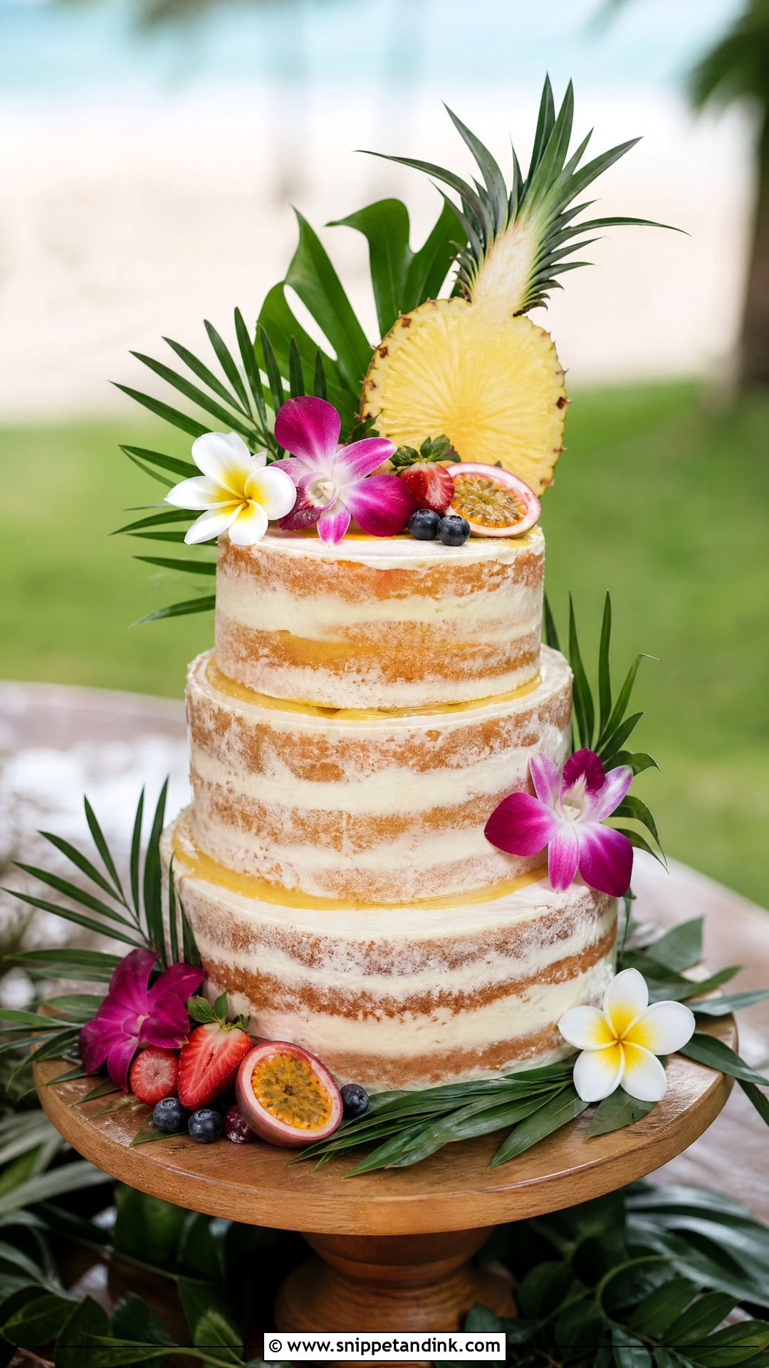 Hawaiian Semi Naked Wedding Cake - Snippet and Ink - 25 Hawaiian Theme Cakes for Wedding