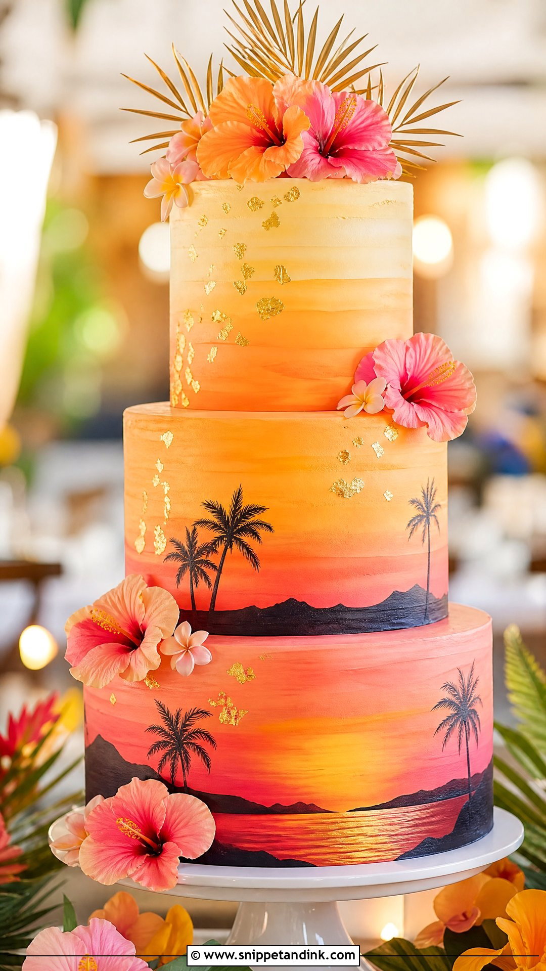 Hawaiian Sunset Wedding Cake - Snippet and Ink - 25 Hawaiian Theme Cakes for Wedding