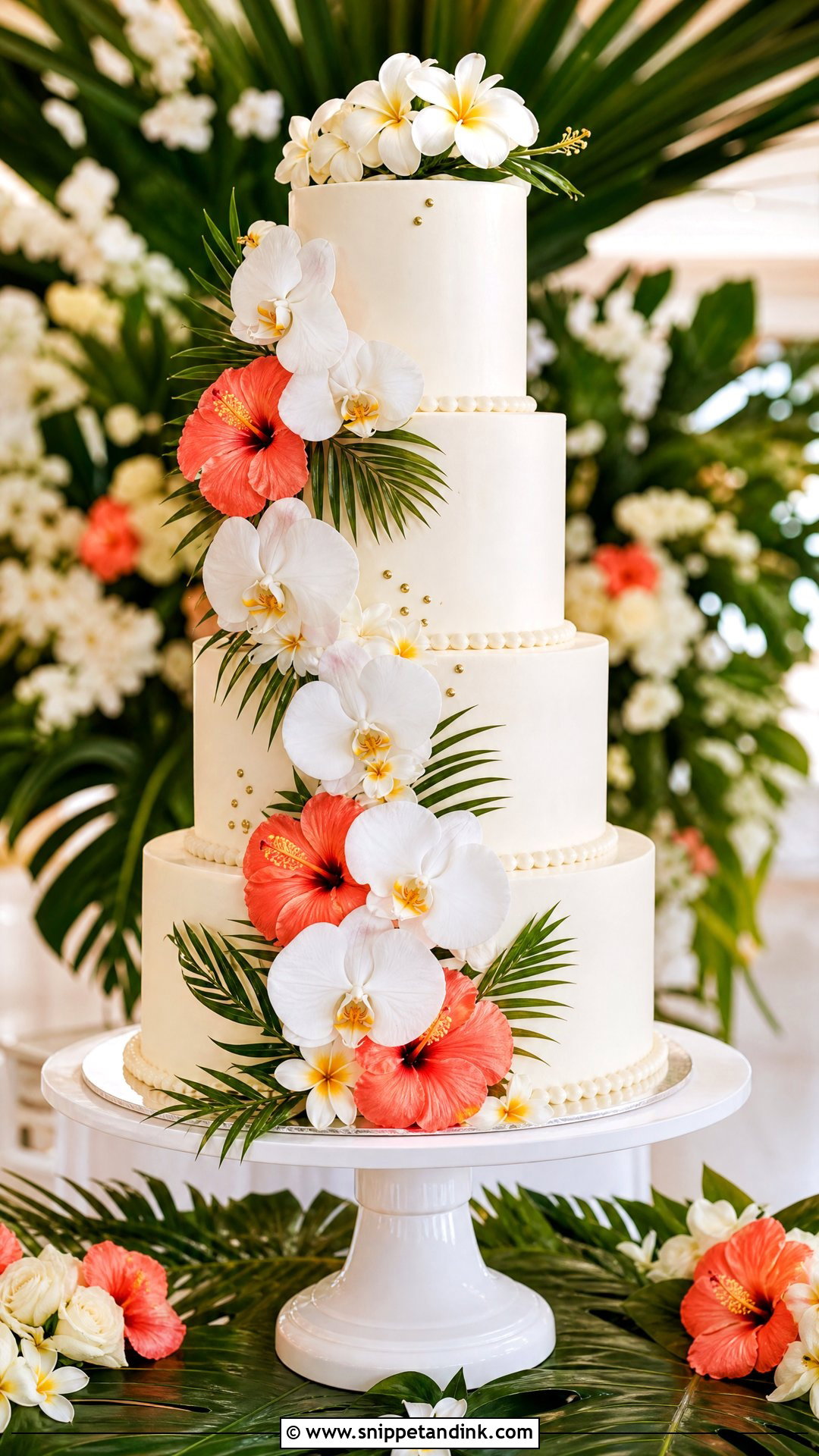 Hawaiian Tiered Wedding Cake - Snippet and Ink - 25 Hawaiian Theme Cakes for Wedding