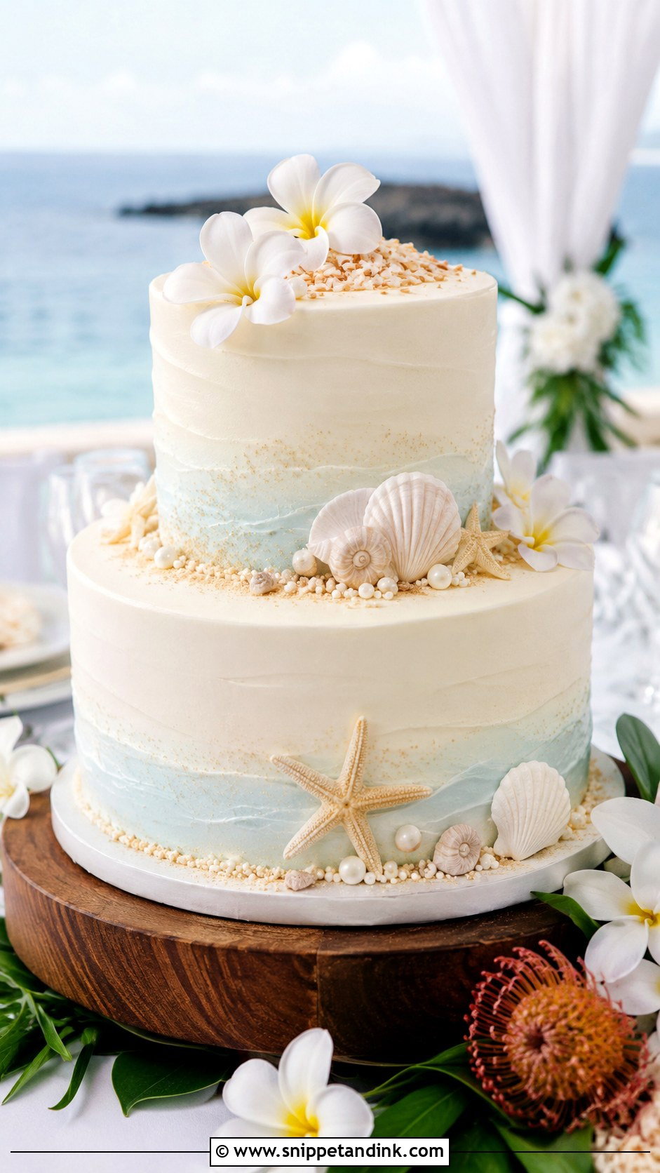 Hawaiian Wedding Cake With Beach Theme - Snippet and Ink - 20 Hawaiian Wedding Cakes