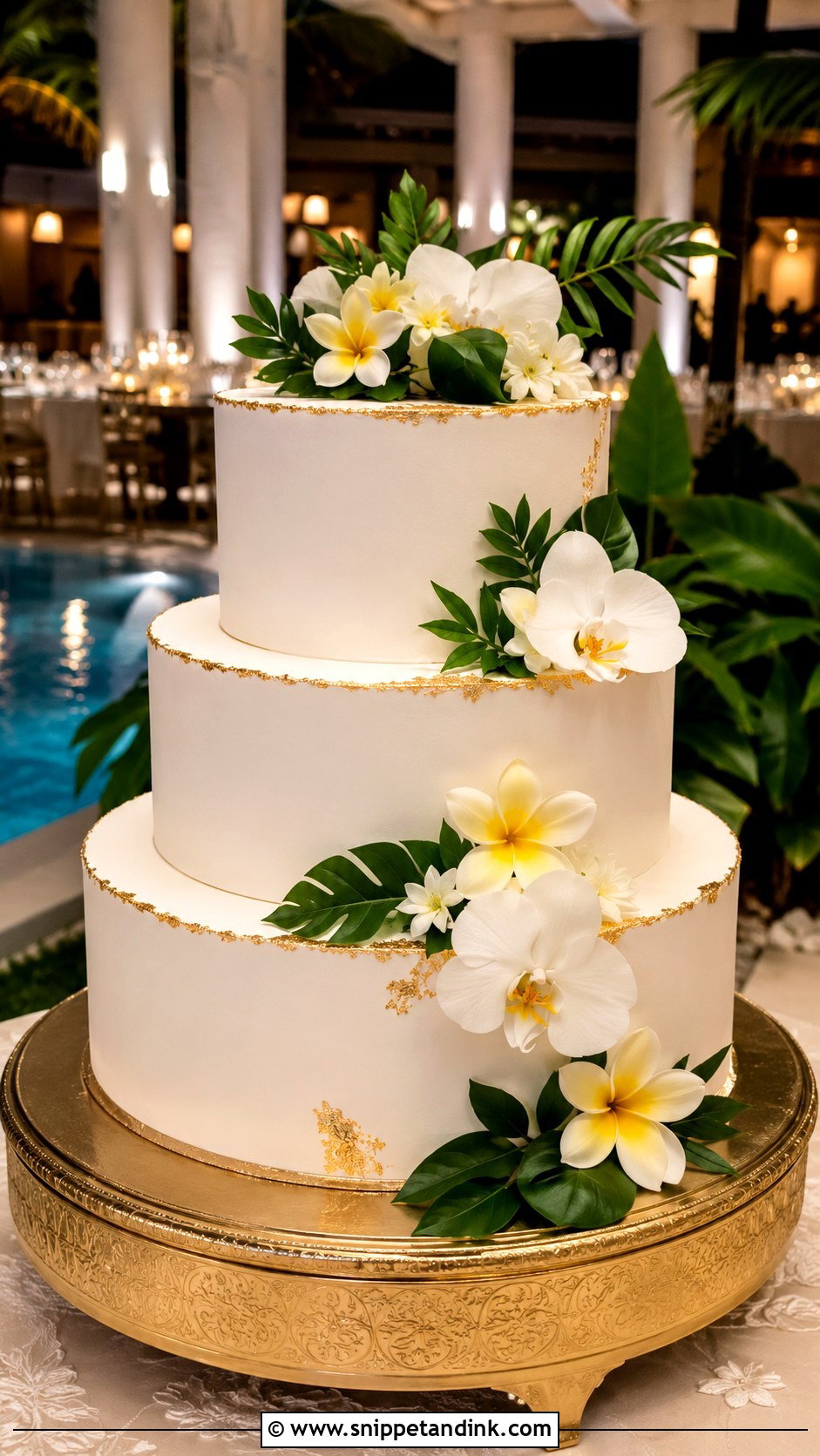 Hawaiian Wedding Cake With Gold - Snippet and Ink - 20 Hawaiian Wedding Cakes