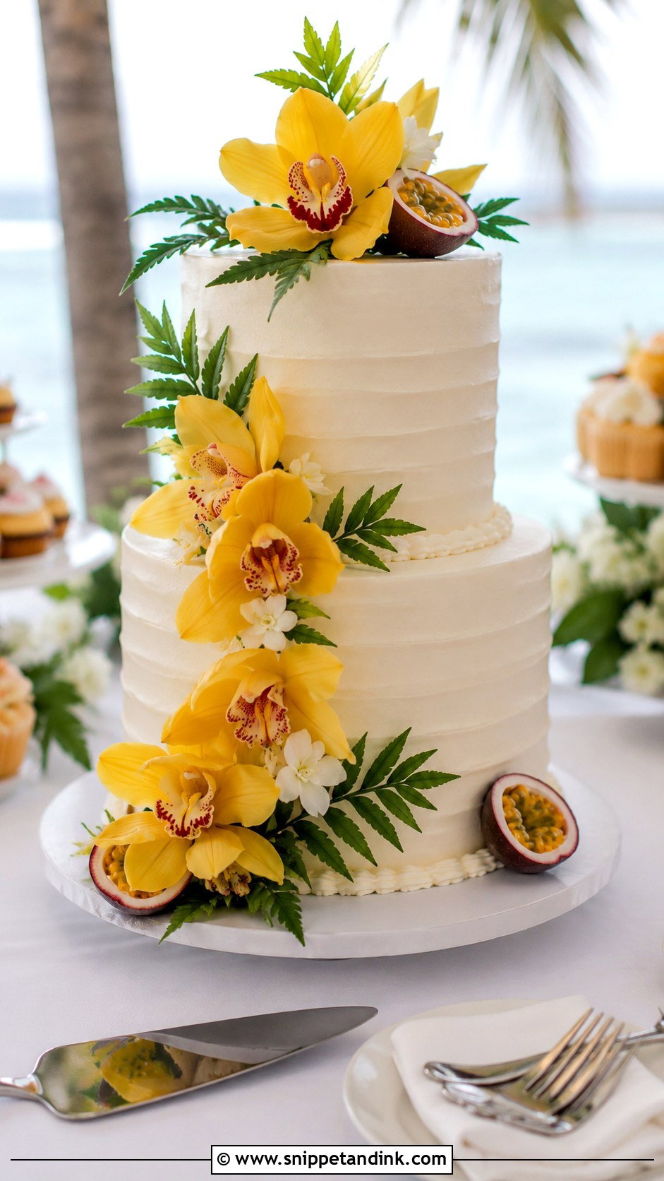 Hawaiian Wedding Cake With Orchids - Snippet and Ink - 20 Hawaiian Wedding Cakes