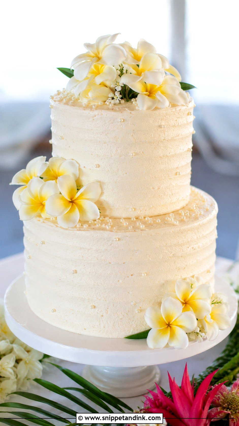 Hawaiian Wedding Cake With Plumeria - Snippet and Ink - 20 Hawaiian Wedding Cakes