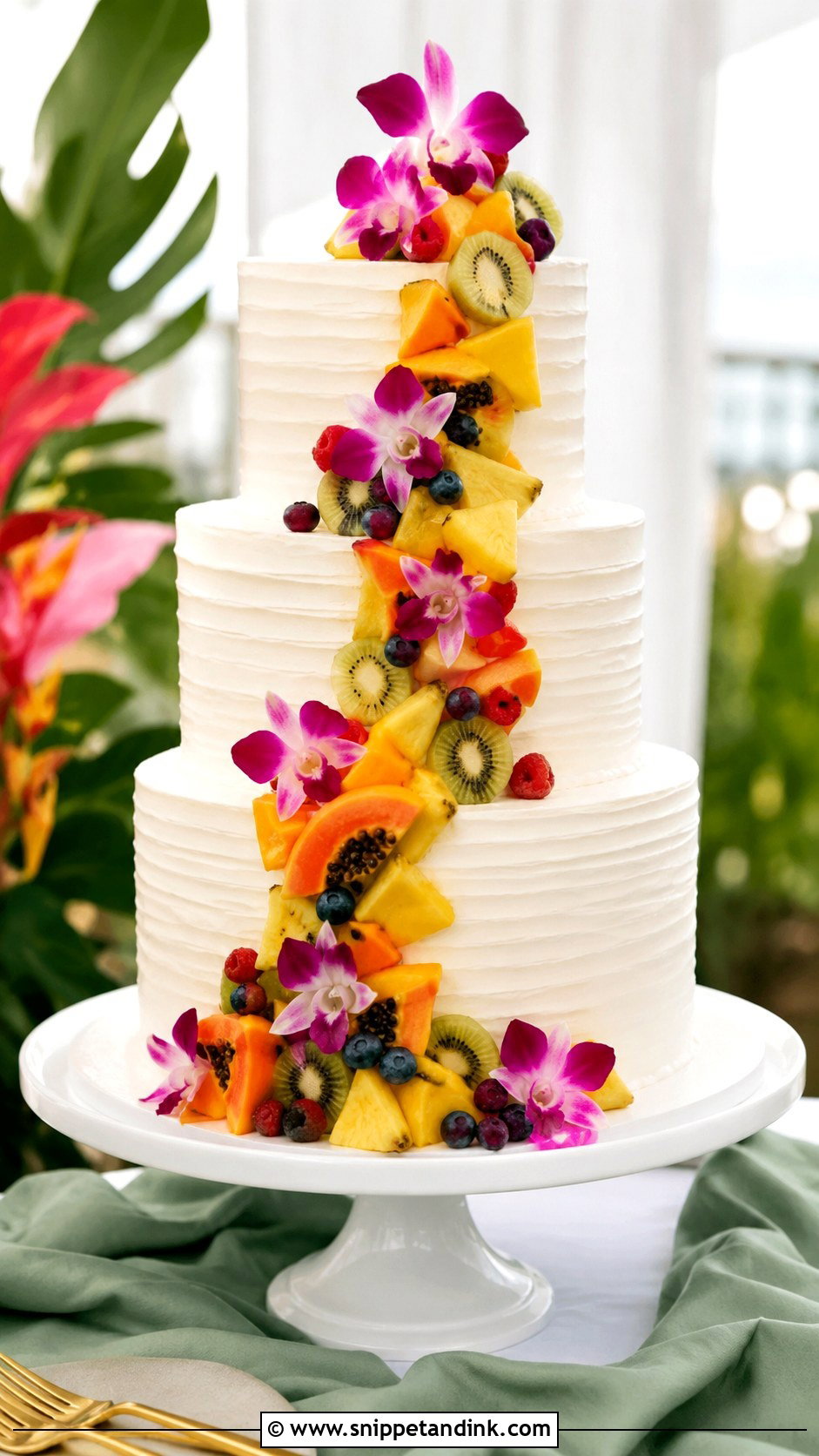 Hawaiian Wedding Cake With Tropical Fruit - Snippet and Ink - 20 Hawaiian Wedding Cakes