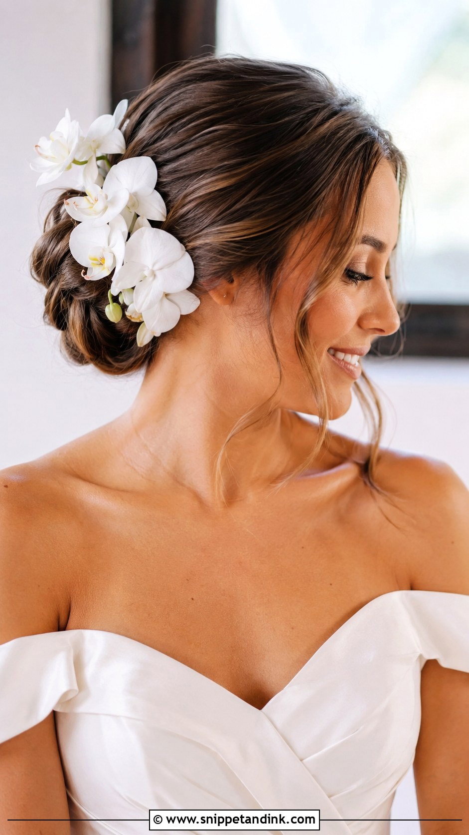 Hawaiian Wedding Chignon With Orchids - Snippet and Ink - 15 Hawaiian Wedding Hair Ideas