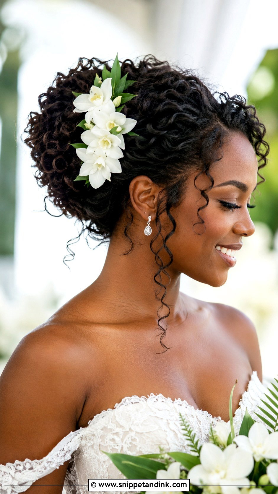 Hawaiian Wedding Curly Updo - Snippet and Ink - 15 Hawaiian Wedding Hair Ideas