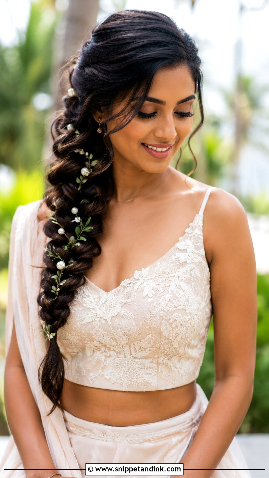 Hawaiian Wedding Fishtail Braid - Snippet and Ink - 15 Hawaiian Wedding Hair Ideas