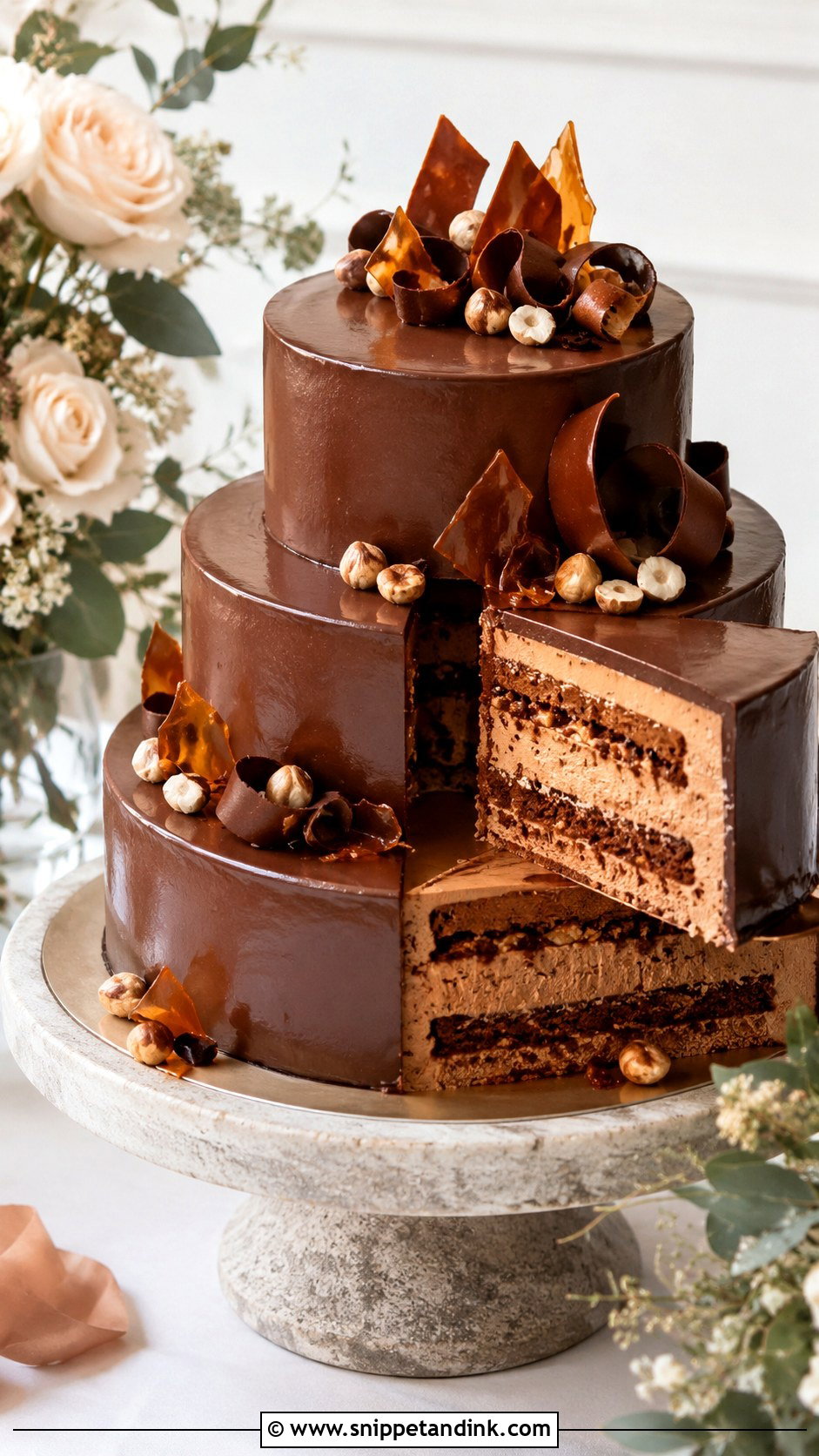 Hazelnut Mousse Wedding Cake - Snippet and Ink - 25 Mousse Wedding Cake Ideas
