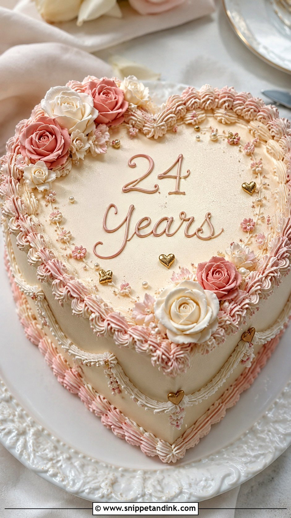 Heart 24th Anniversary Cake - Snippet and Ink - 20 24th Anniversary Cake Ideas
