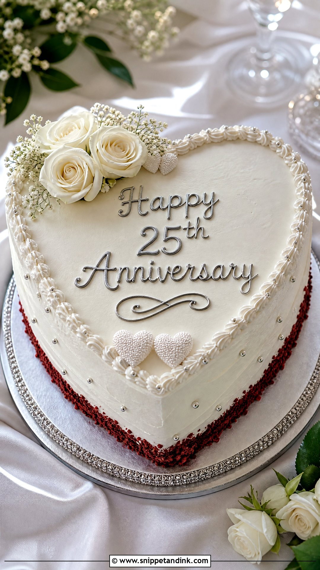 Heart 25th Anniversary Cake - Snippet and Ink - 25 25th Anniversary Cake Ideas