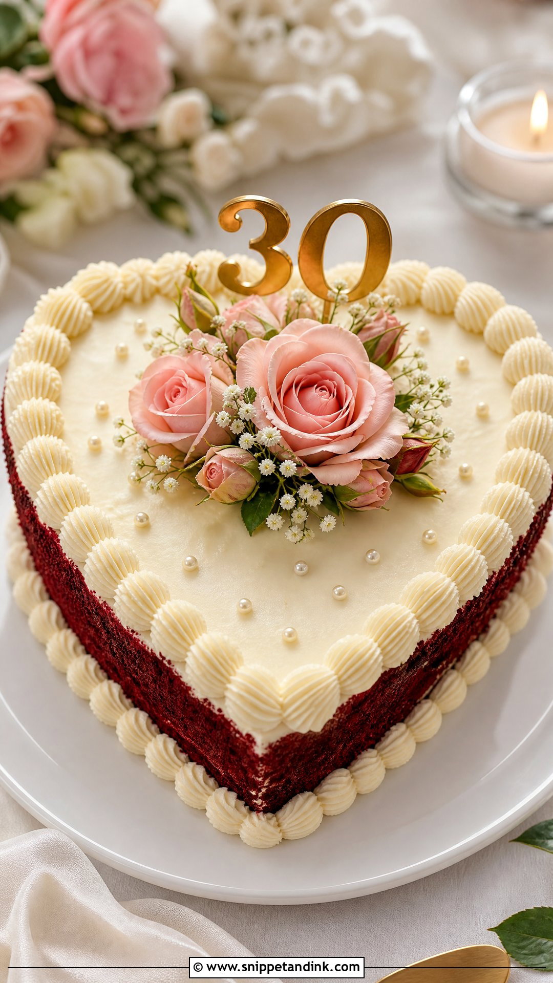 Heart 30th Anniversary Cake - Snippet and Ink - 25 30th Anniversary Cake Ideas