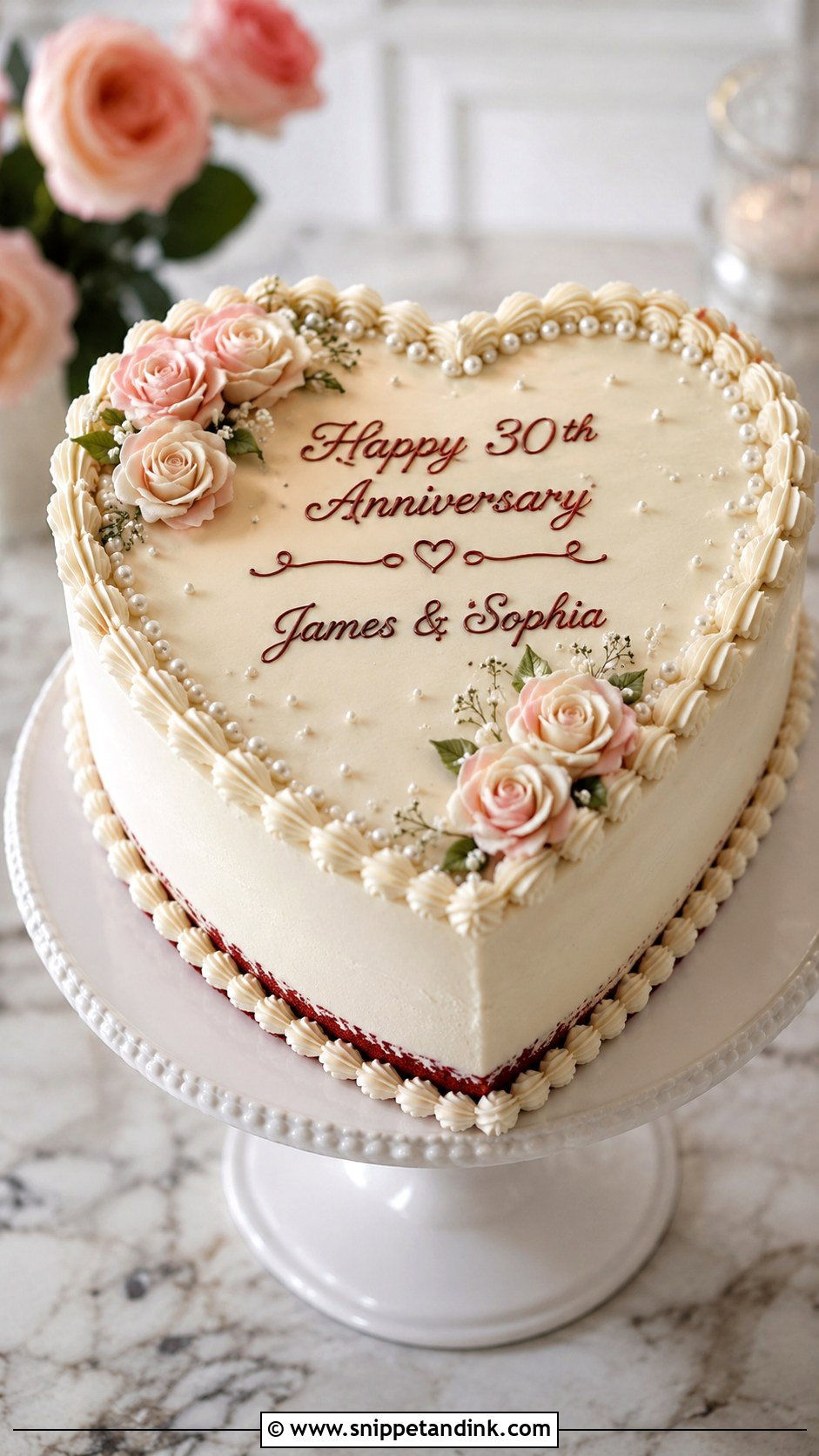 Heart 30th Anniversary Cake - Snippet and Ink - 20 30th Wedding Anniversary Cake Ideas