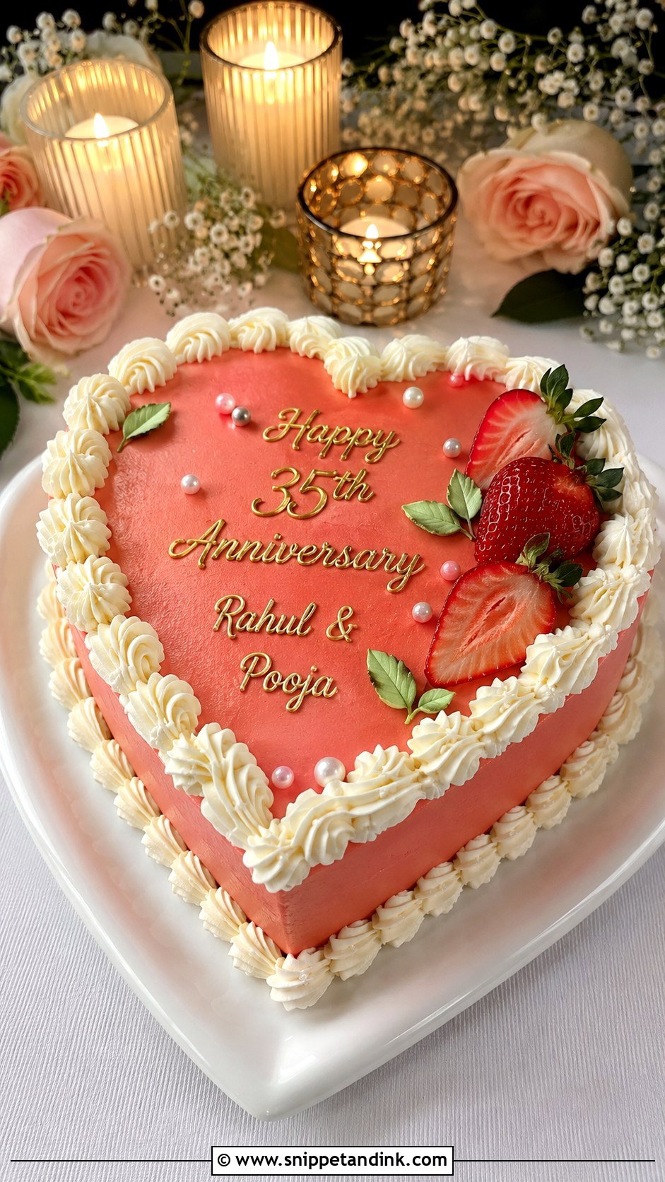 Heart 35th Wedding Anniversary Cake - Snippet and Ink - 20 35th Wedding Anniversary Cake Ideas