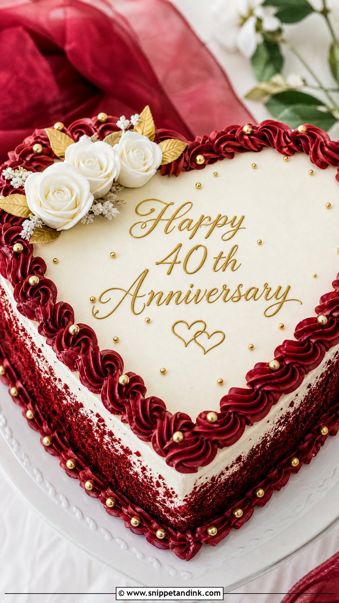 Heart 40th Anniversary Cake - Snippet and Ink - 25 40th Wedding Anniversary Cake Ideas