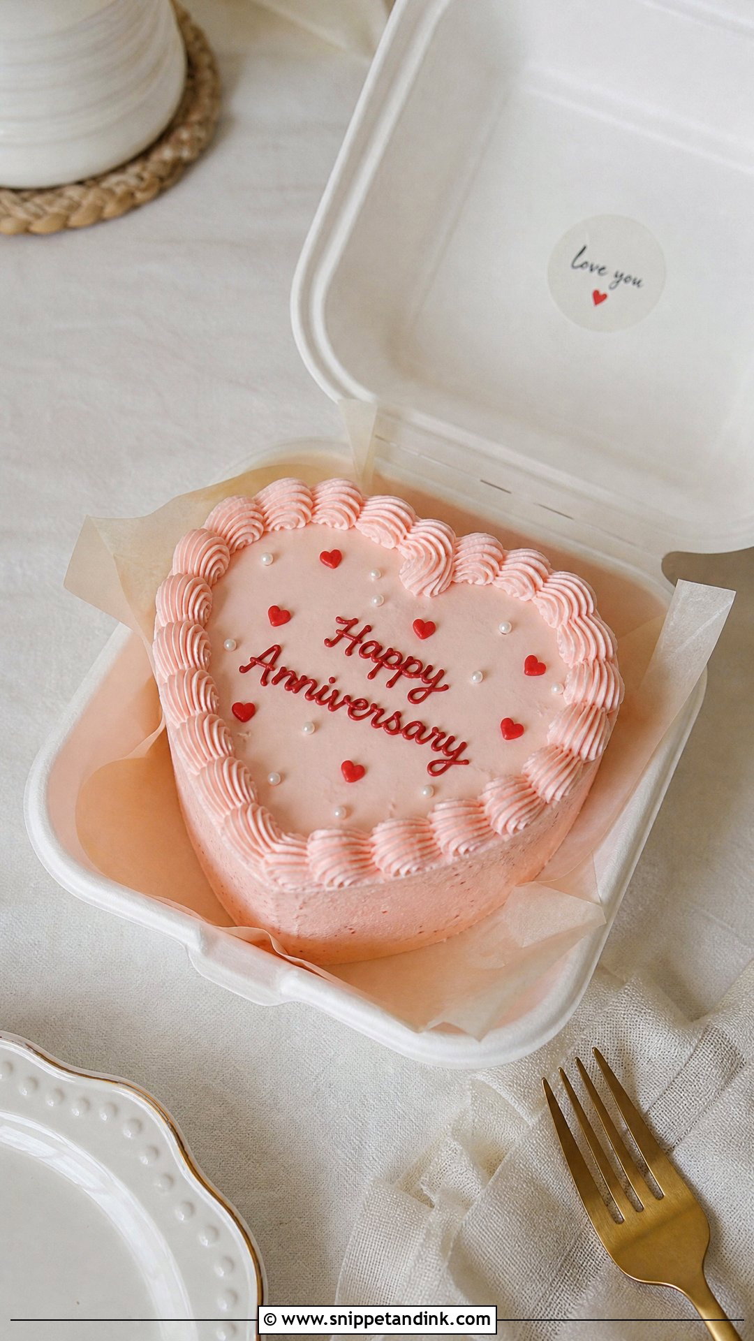 Heart Anniversary Bento Cake - Snippet and Ink - 20 Wedding Anniversary Bento Cake Ideas