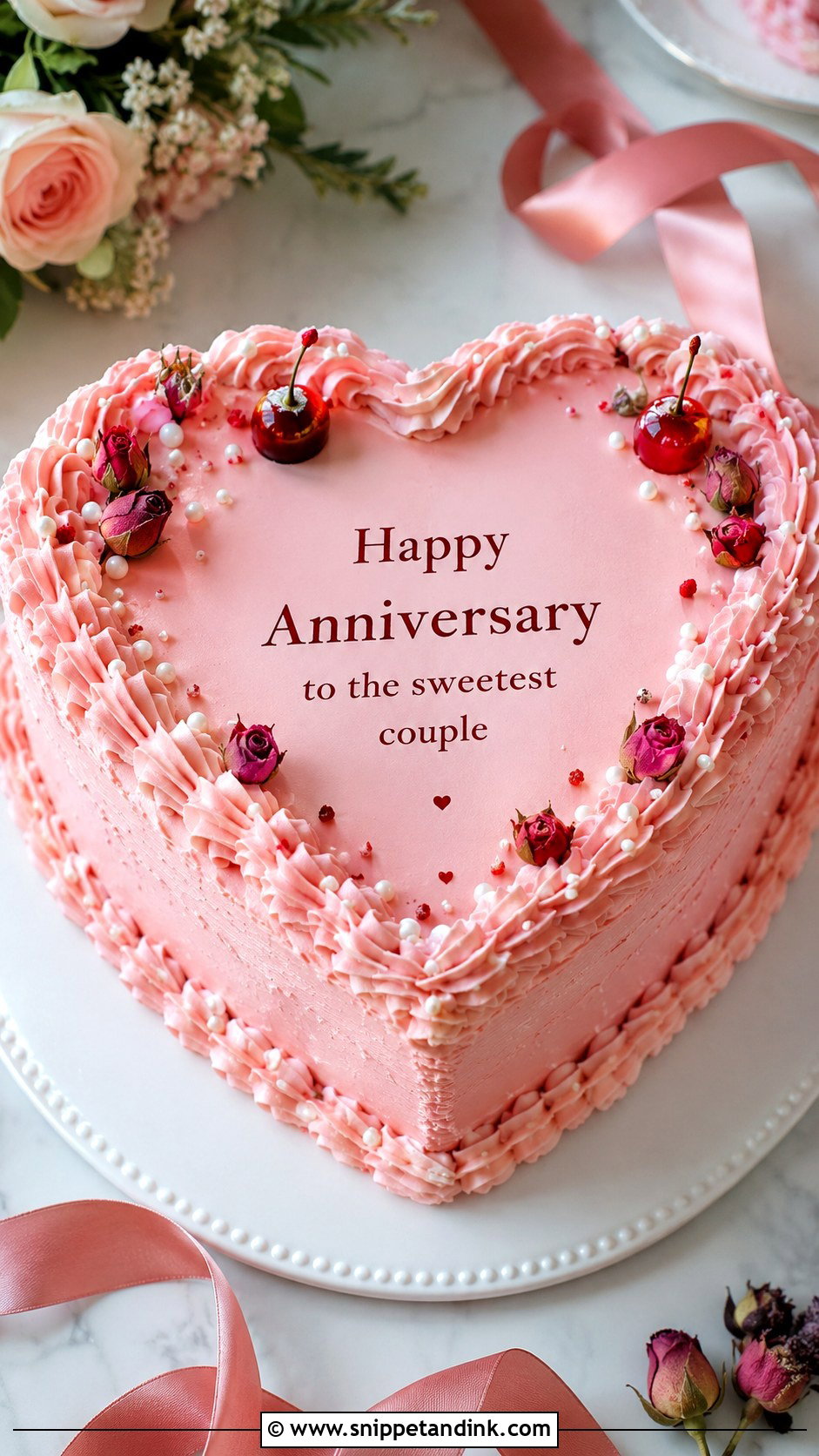 Heart Anniversary Cake - Snippet and Ink - 20 Aesthetic Anniversary Cake Designs