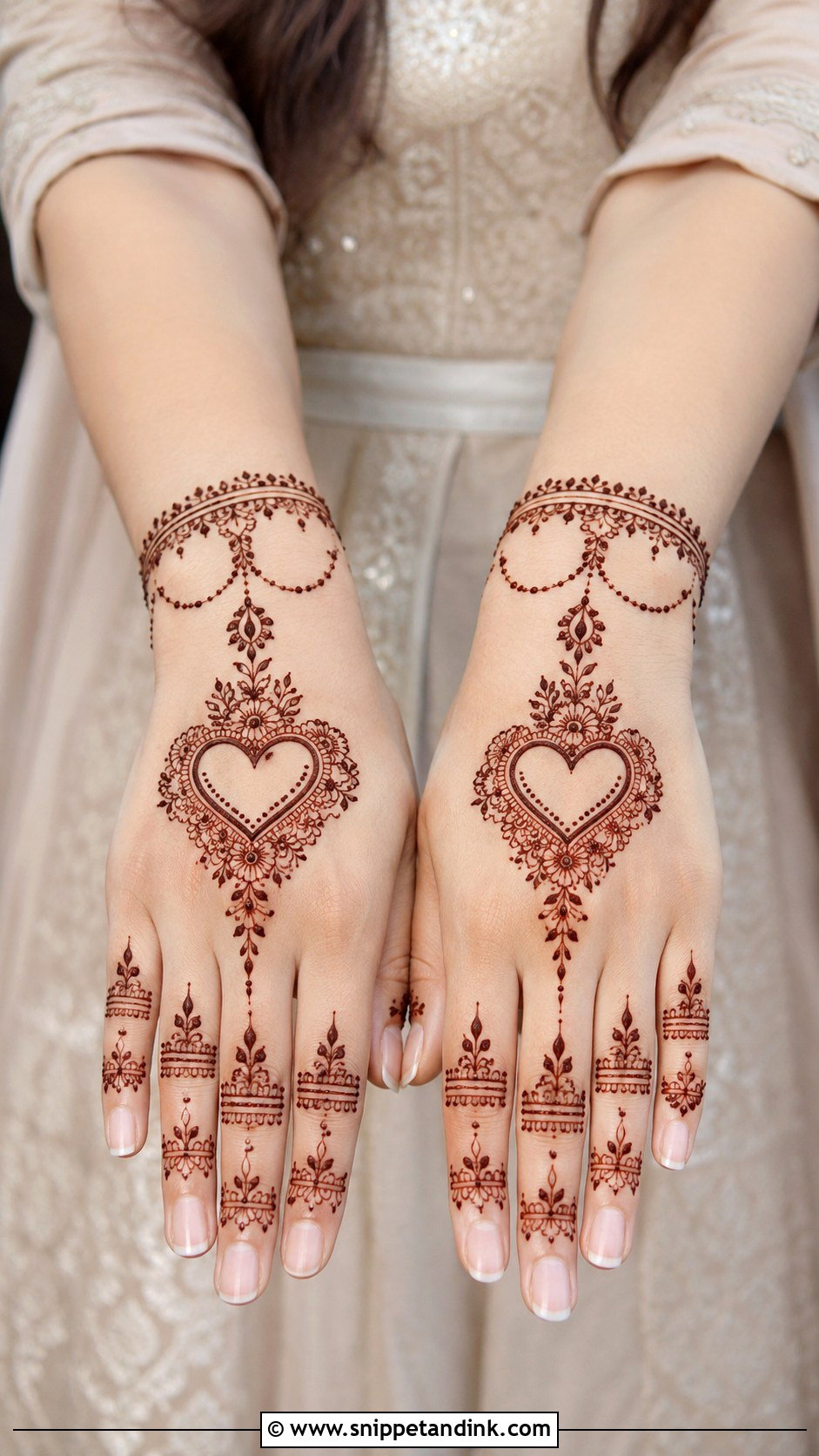 Heart Backhand Mehndi Design - Snippet and Ink - 35 Latest Backhand Mehndi Designs