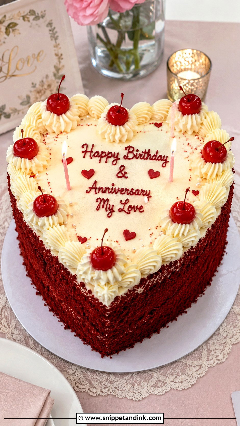 Heart Birthday Anniversary Cake - Snippet and Ink - 20 Anniversary and Birthday Cake Combined Ideas