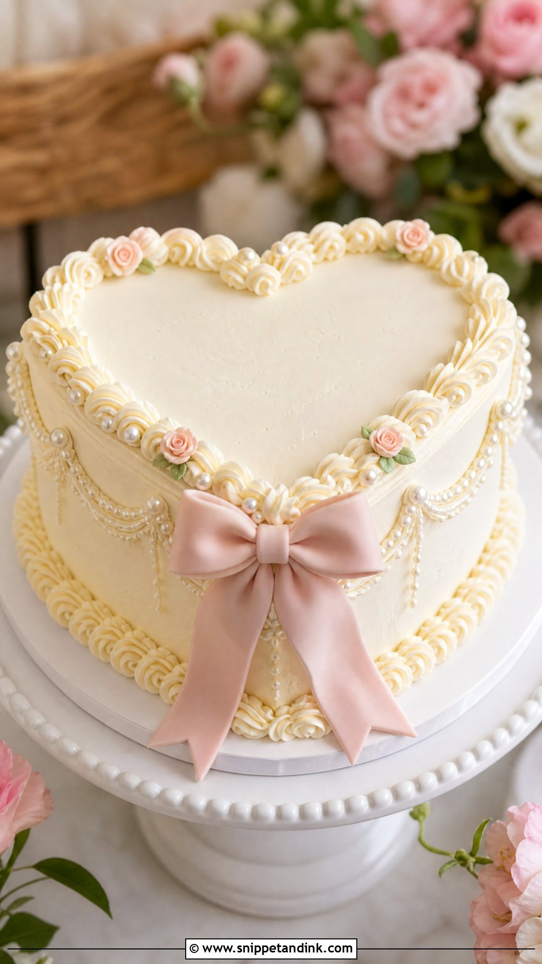 Heart Bow Wedding Cake - Snippet and Ink - 35 Bow Cake Ideas for Wedding