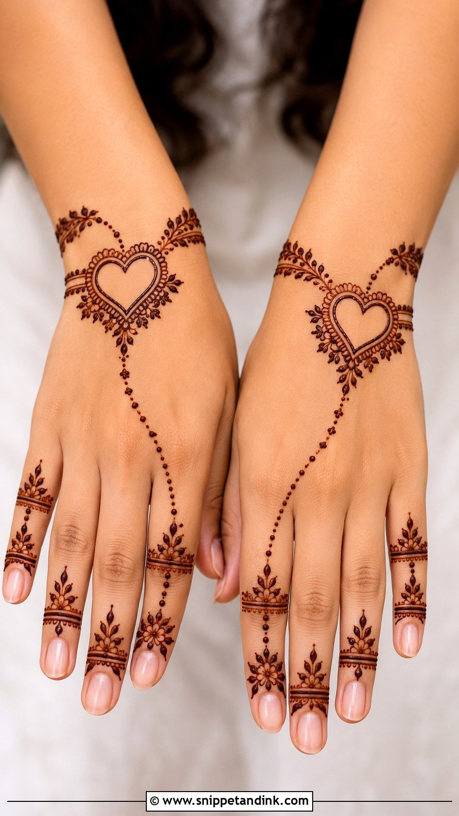 Heart Bracelet Mehndi Design - Snippet and Ink - 30 Heart Mehndi Designs