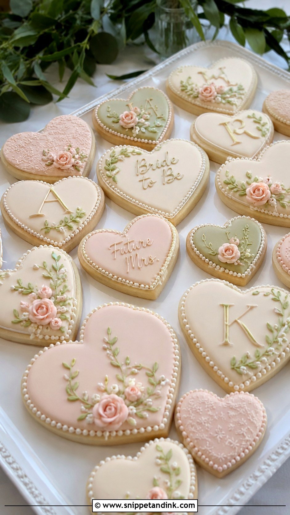 Heart Bridal Cookies - Snippet and Ink - 20 Bridal Cookies