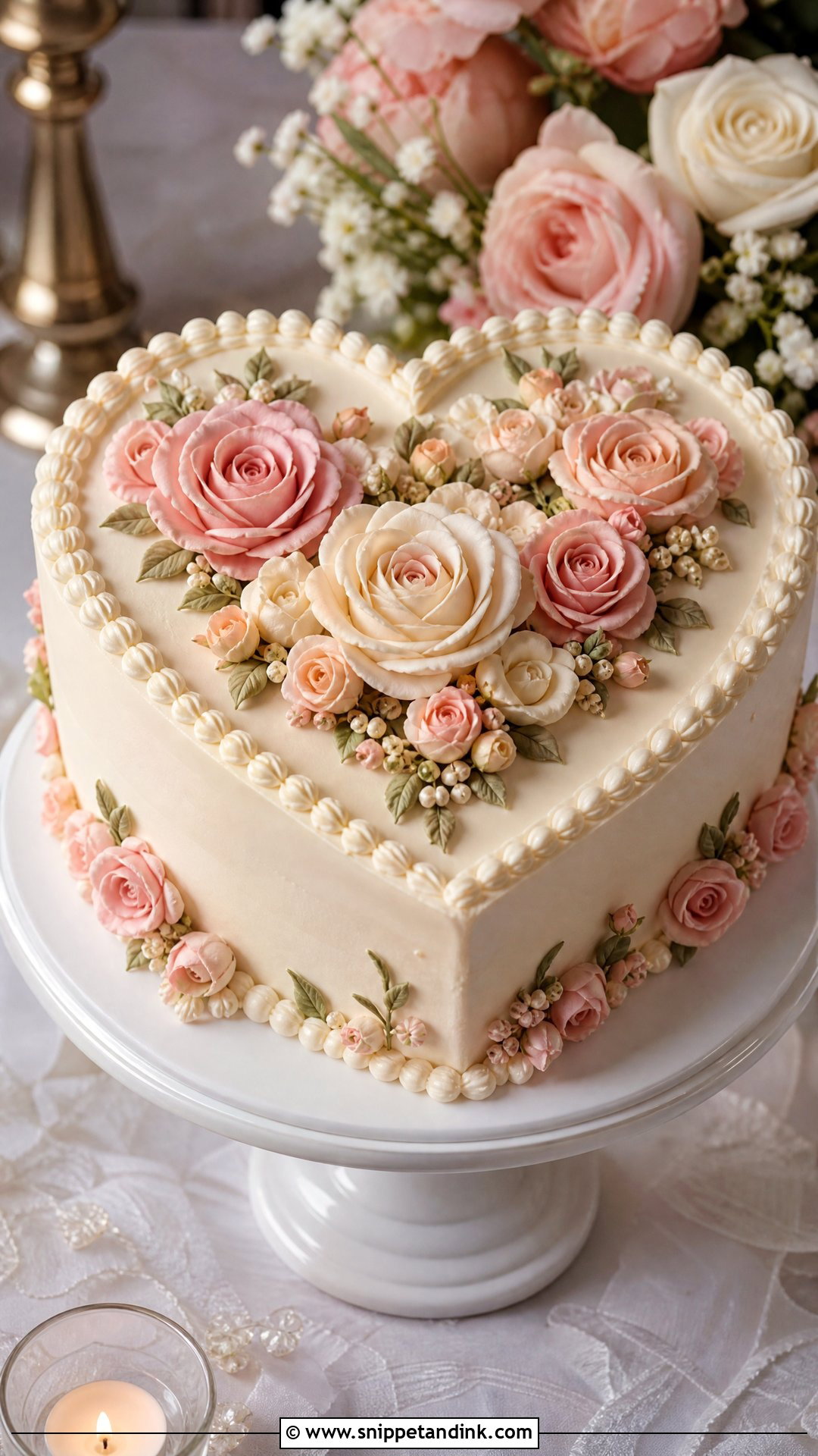 Heart Buttercream Flower Wedding Cake - Snippet and Ink - 25 Buttercream Flower Cake Ideas for Wedding