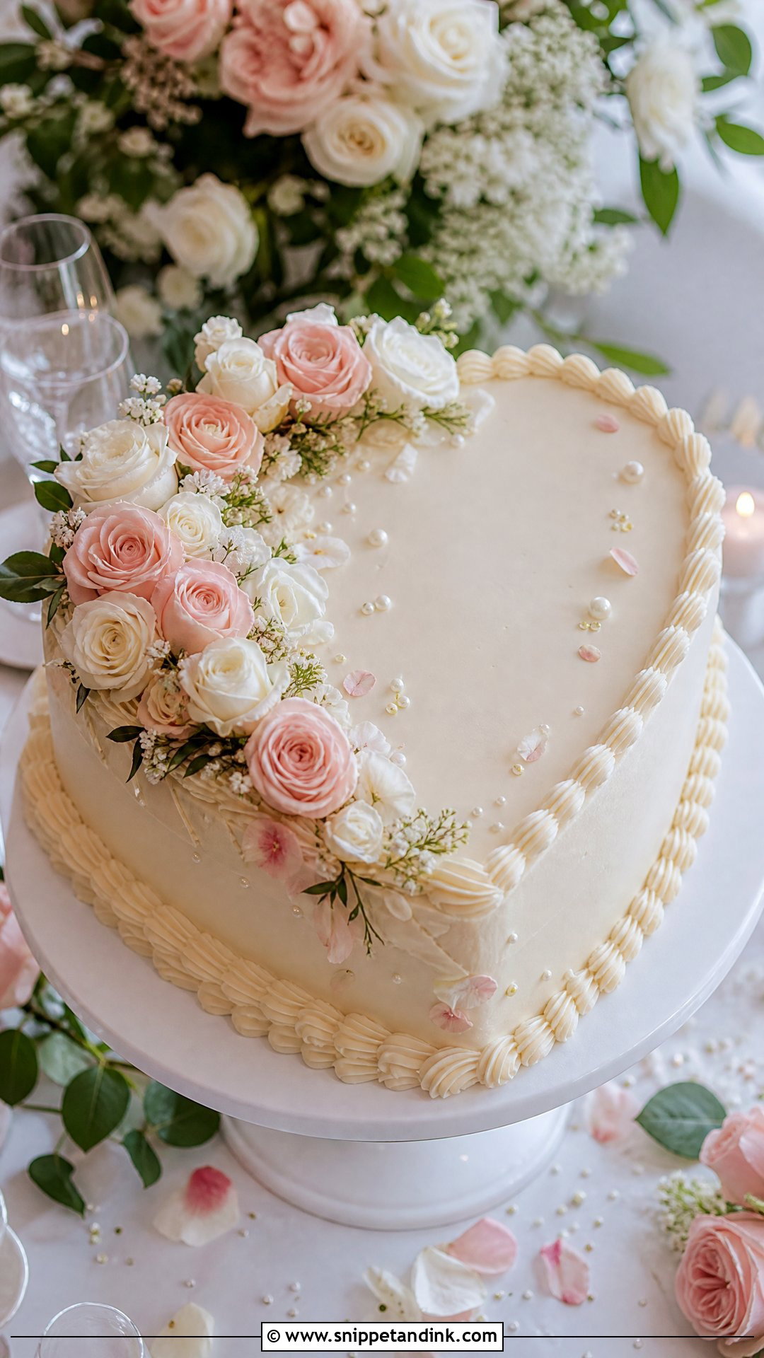 Heart Cake With Fresh Roses - Snippet and Ink - 20 Love Heart Cake Ideas for Wedding