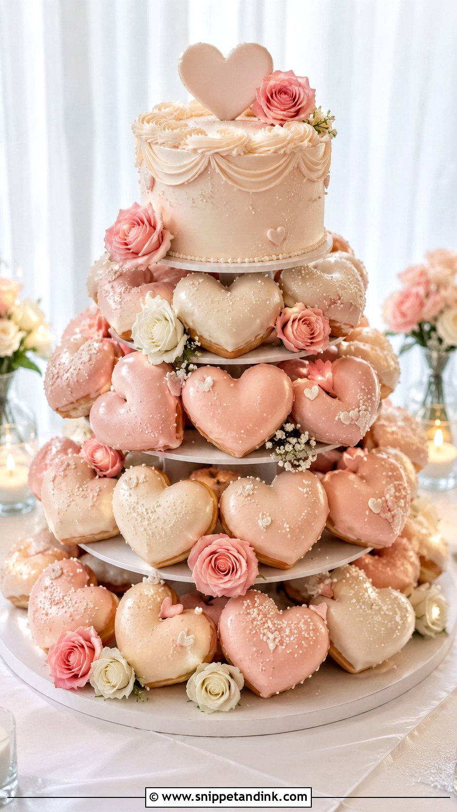 Heart Donut Wedding Cake - Snippet and Ink - 20 Wedding Donut Cake Ideas