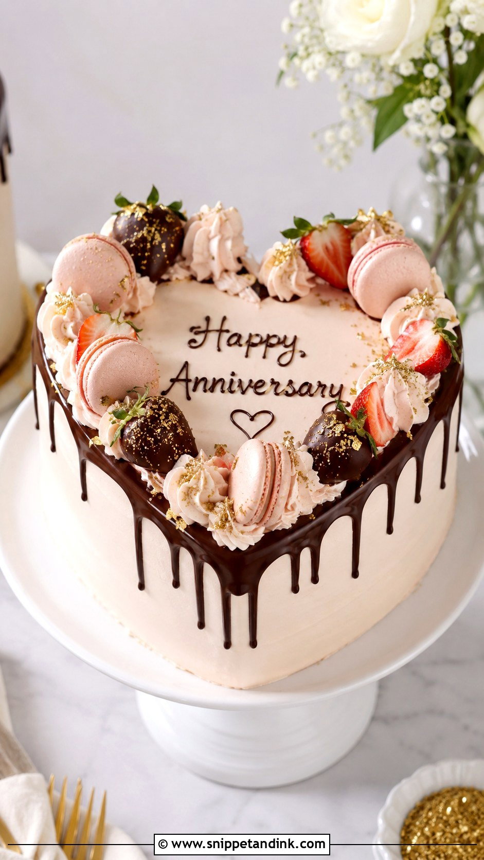 Heart Drip Anniversary Cake - Snippet and Ink - 20 Anniversary Heart Cake Ideas