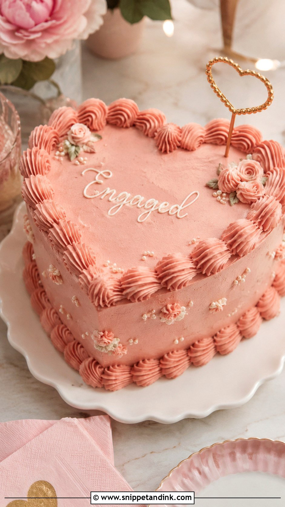Heart Engagement Cake - Snippet and Ink - 20 Engagement Cake Images