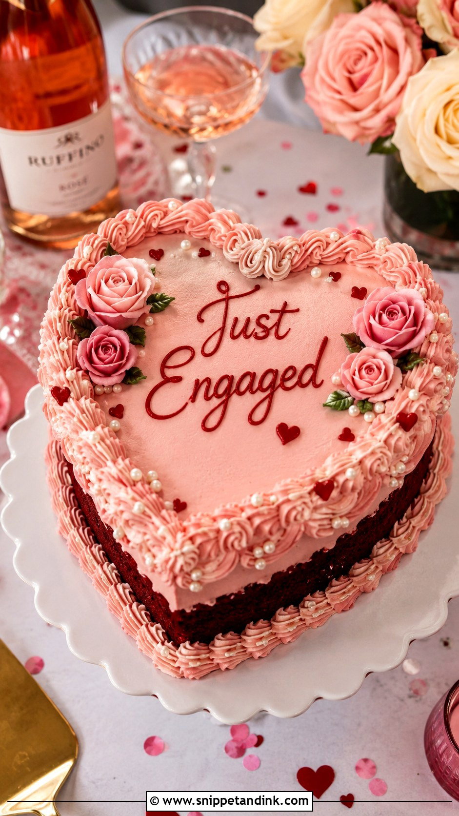 Heart Engagement Cake - Snippet and Ink - 20 Engagement Theme Cake Ideas