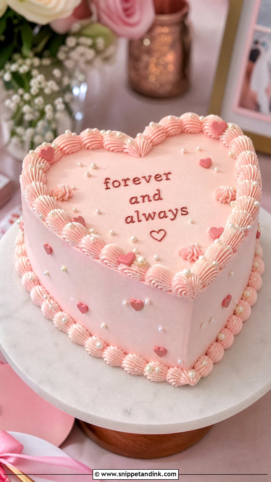 Heart Engagement Cake - Snippet and Ink - 20 Simple Engagement Cake Ideas