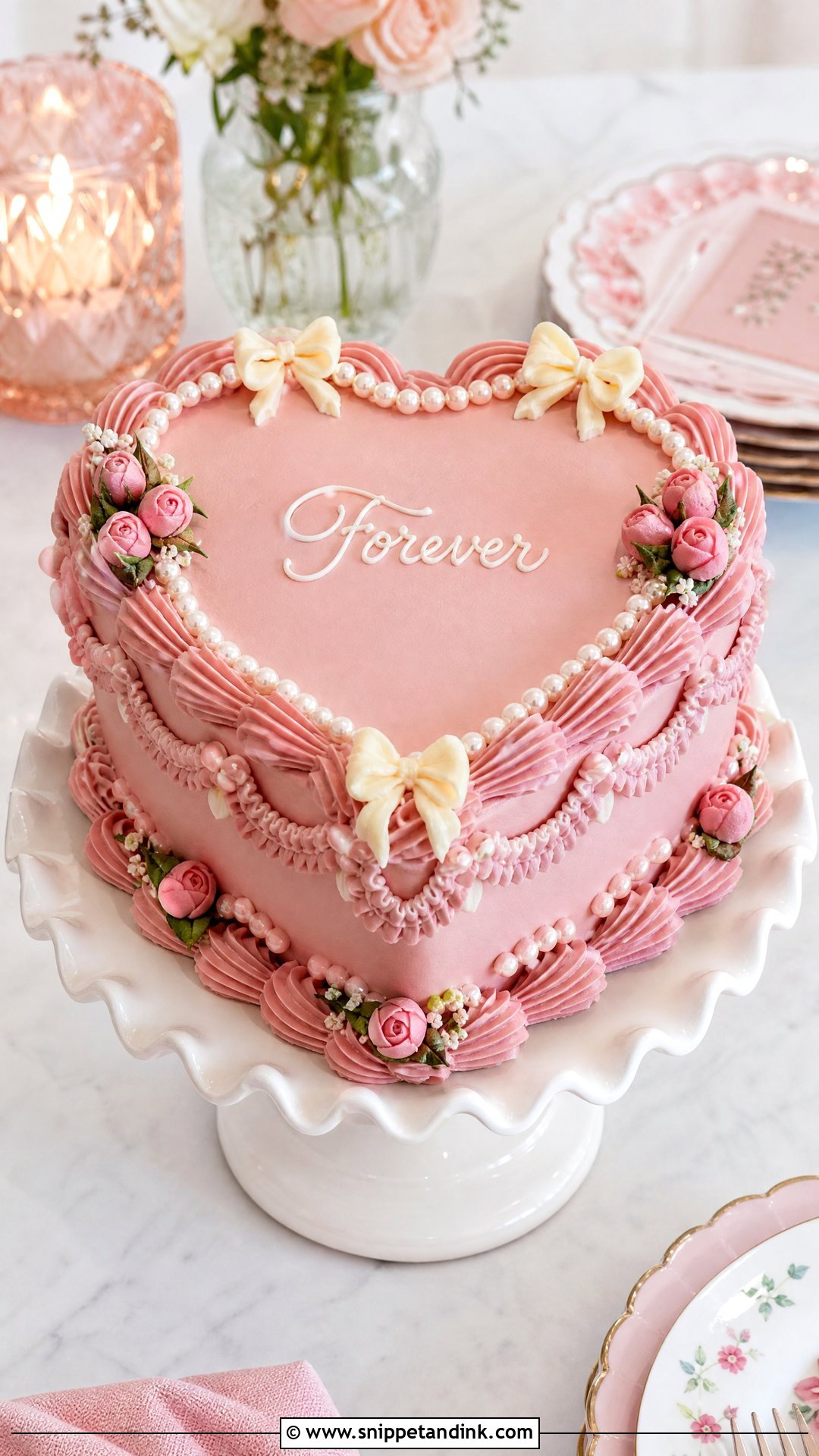 Heart Engagement Cake - Snippet and Ink - 25 Engaged Cake Ideas