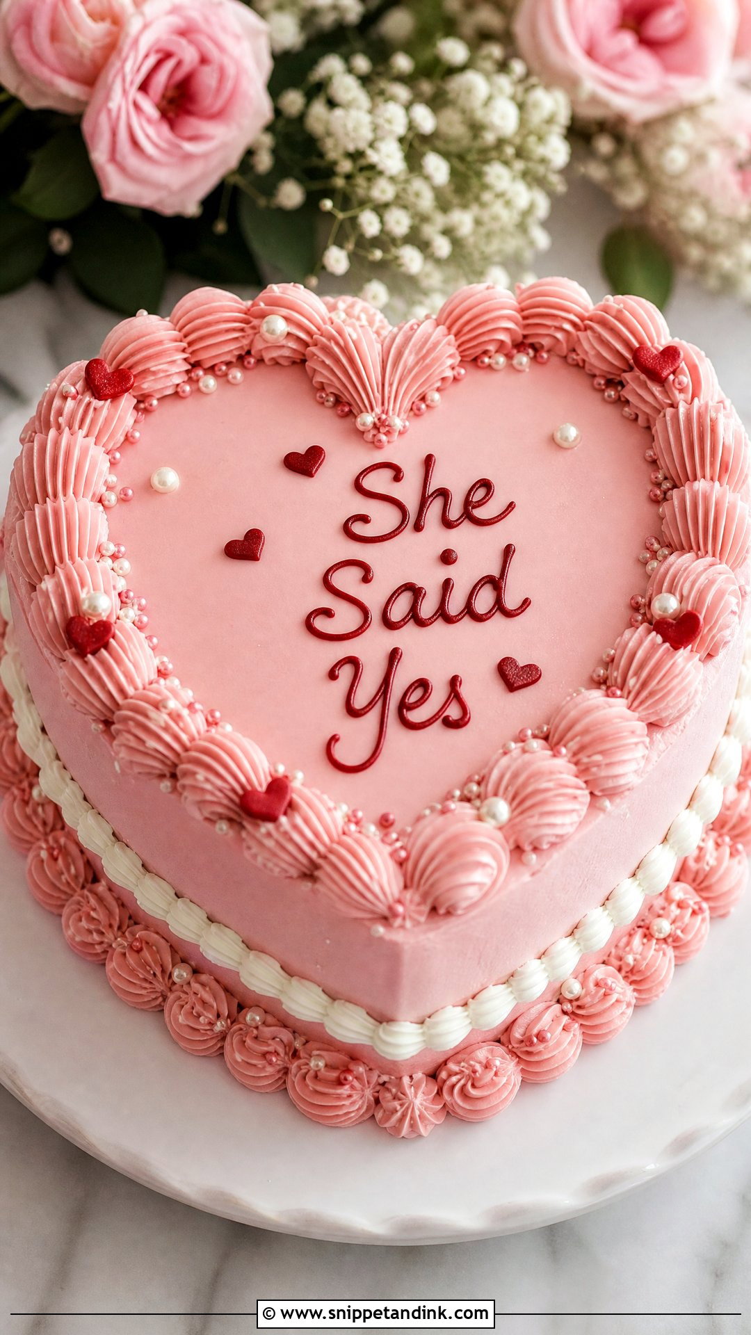 Heart Engagement Cake - Snippet and Ink - 25 Unique Engagement Cake Designs