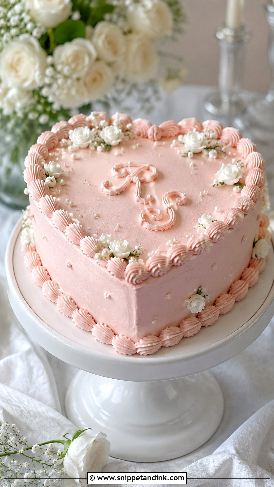 Heart Engagement Cake - Snippet and Ink - 20 Classy Engagement Cake Designs