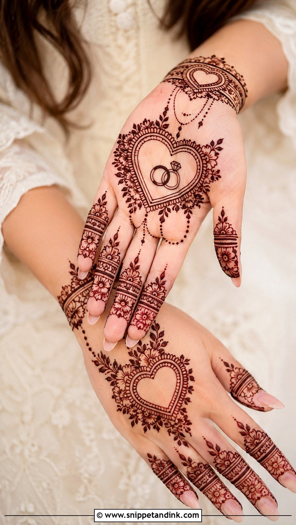Heart Engagement Mehndi Design - Snippet and Ink - 30 Heart Mehndi Designs