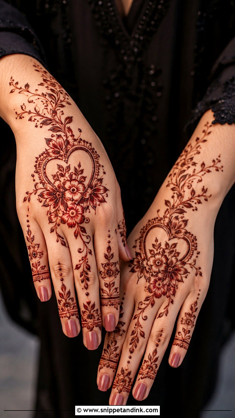 Heart Flower Mehndi Design - Snippet and Ink - 30 Heart Mehndi Designs
