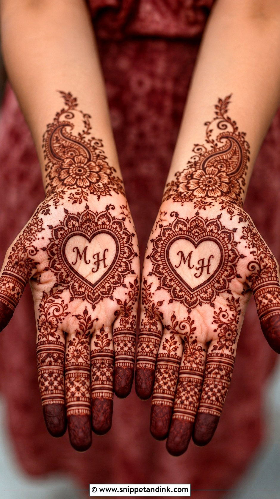 Heart Initial Mehndi Design - Snippet and Ink - 30 Heart Mehndi Designs