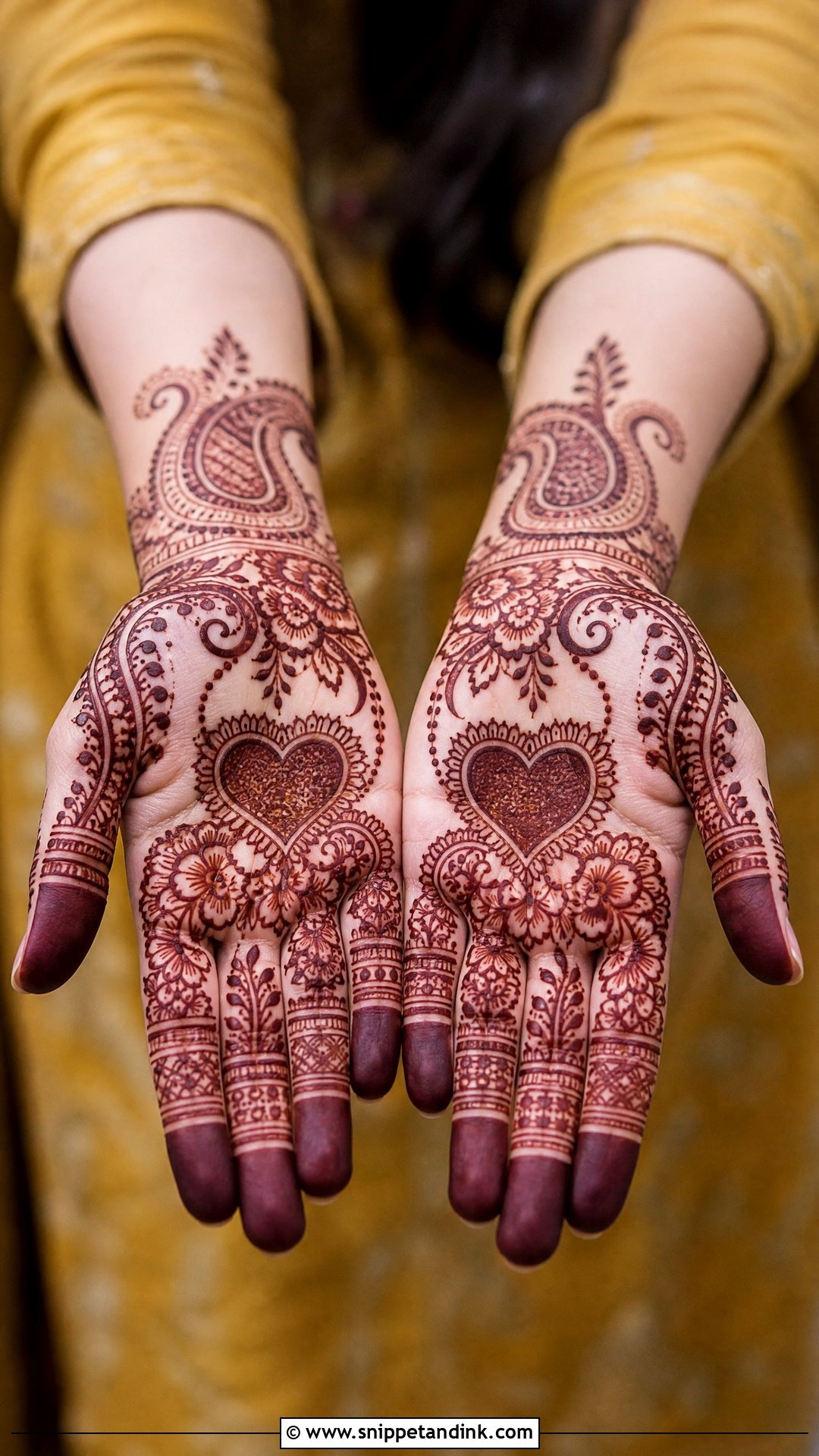 Heart Mehndi Design For Front Hand - Snippet and Ink - 25 Love Mehndi Designs