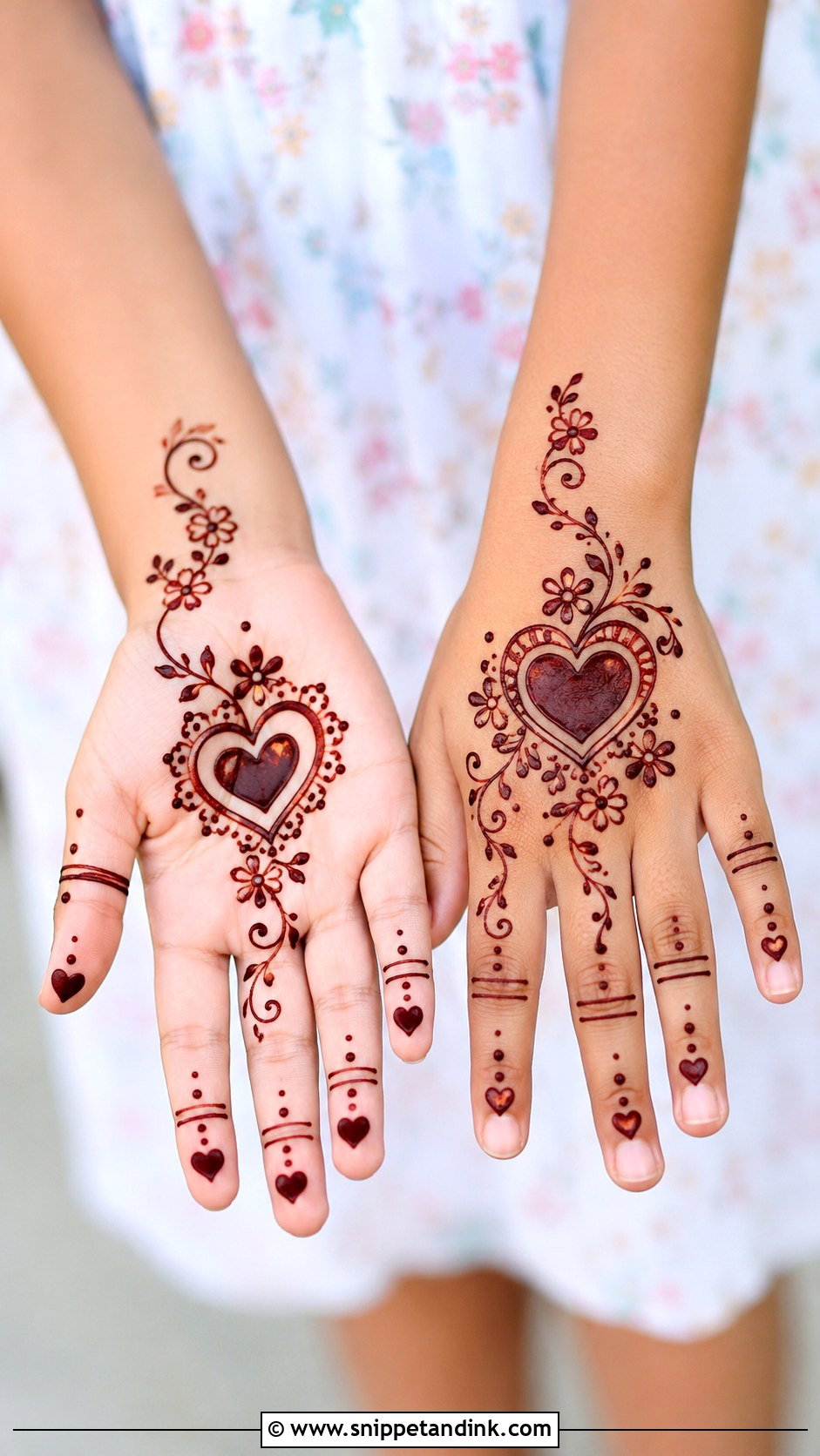 Heart Mehndi Design For Kids - Snippet and Ink - 30 Kids Children Mehndi Designs