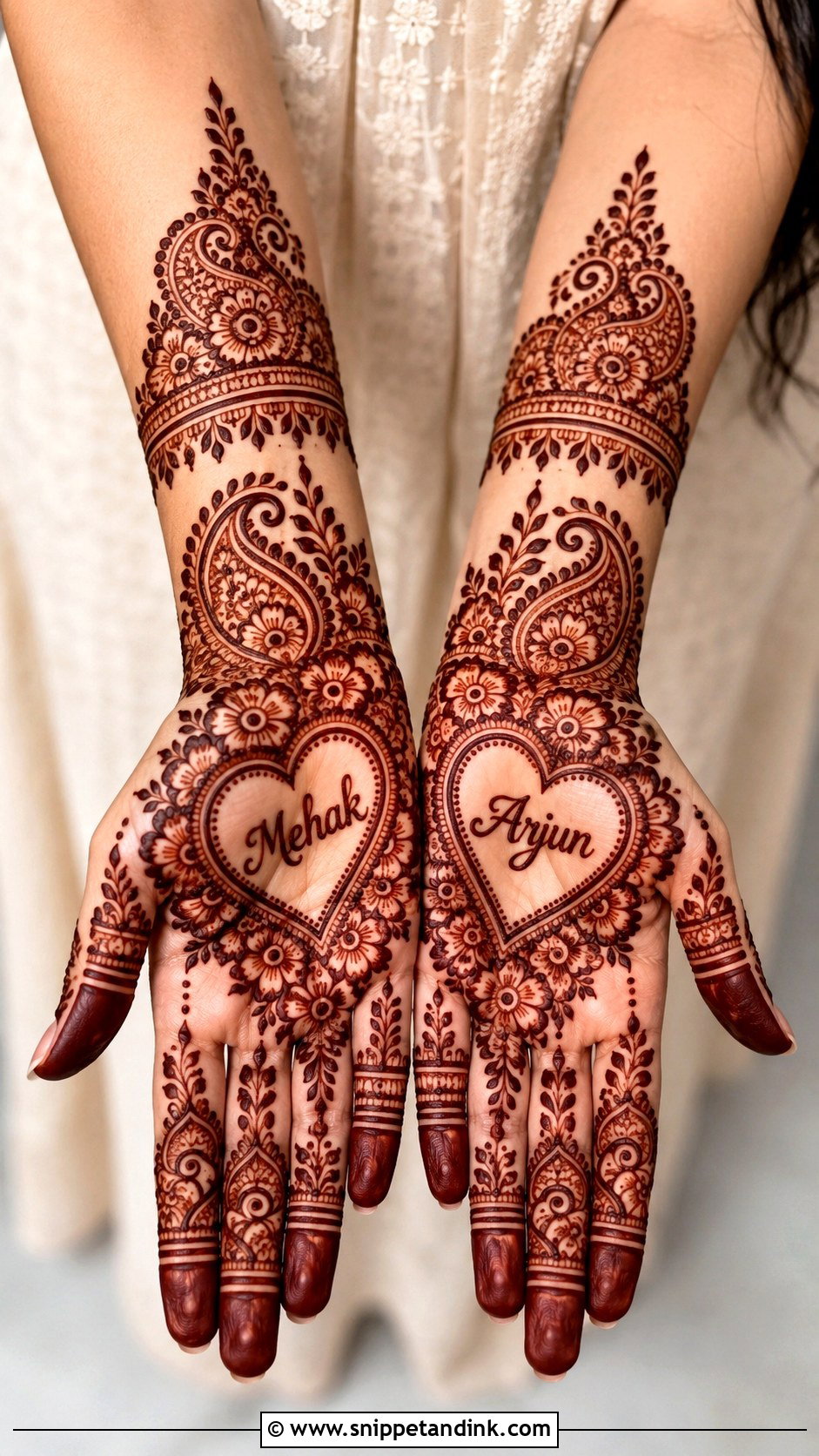 Heart Name Mehndi Design - Snippet and Ink - 30 Heart Mehndi Designs